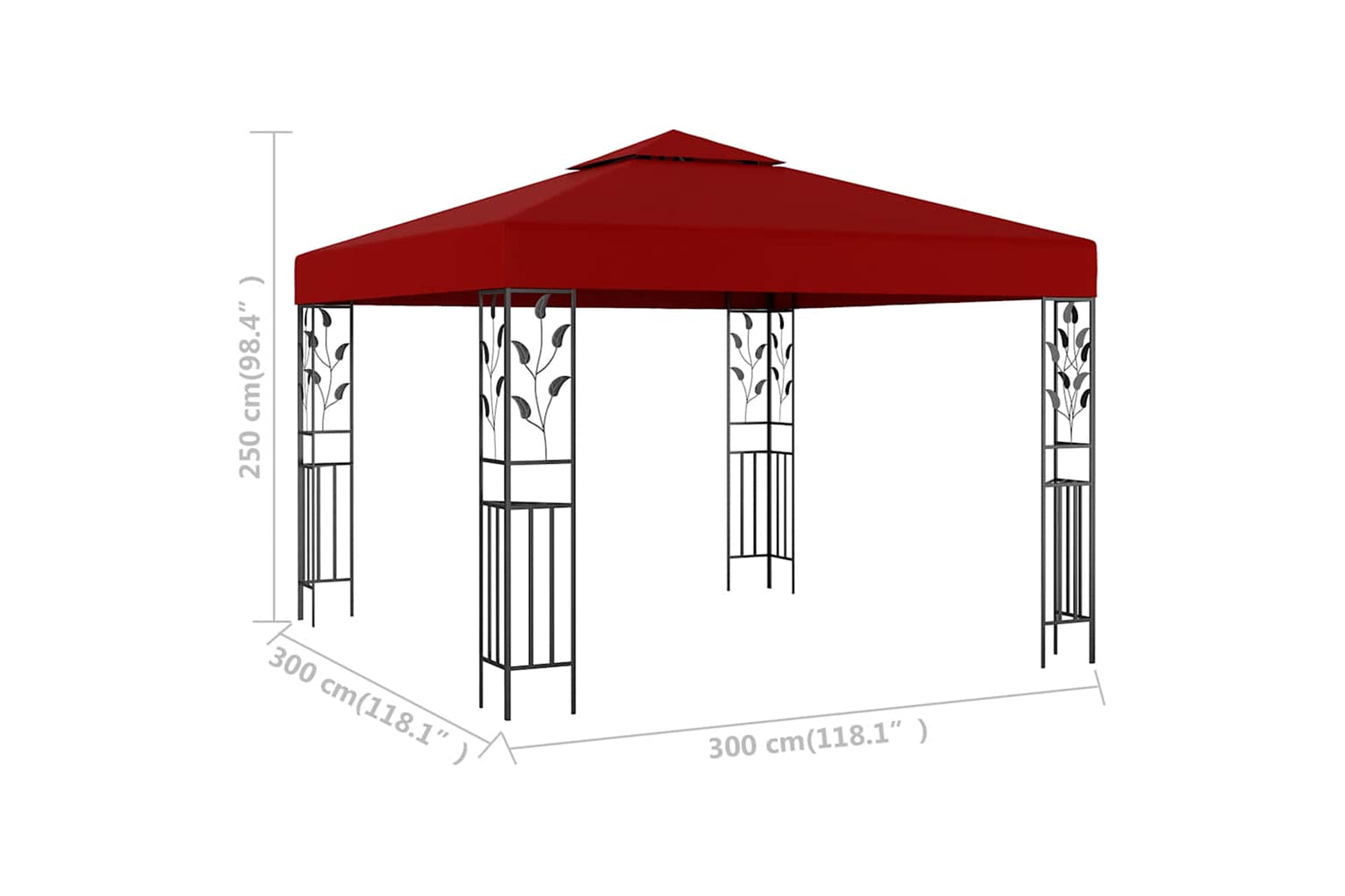 Vidaxl 47947 Gazebo 3x3 M Wine Red-5