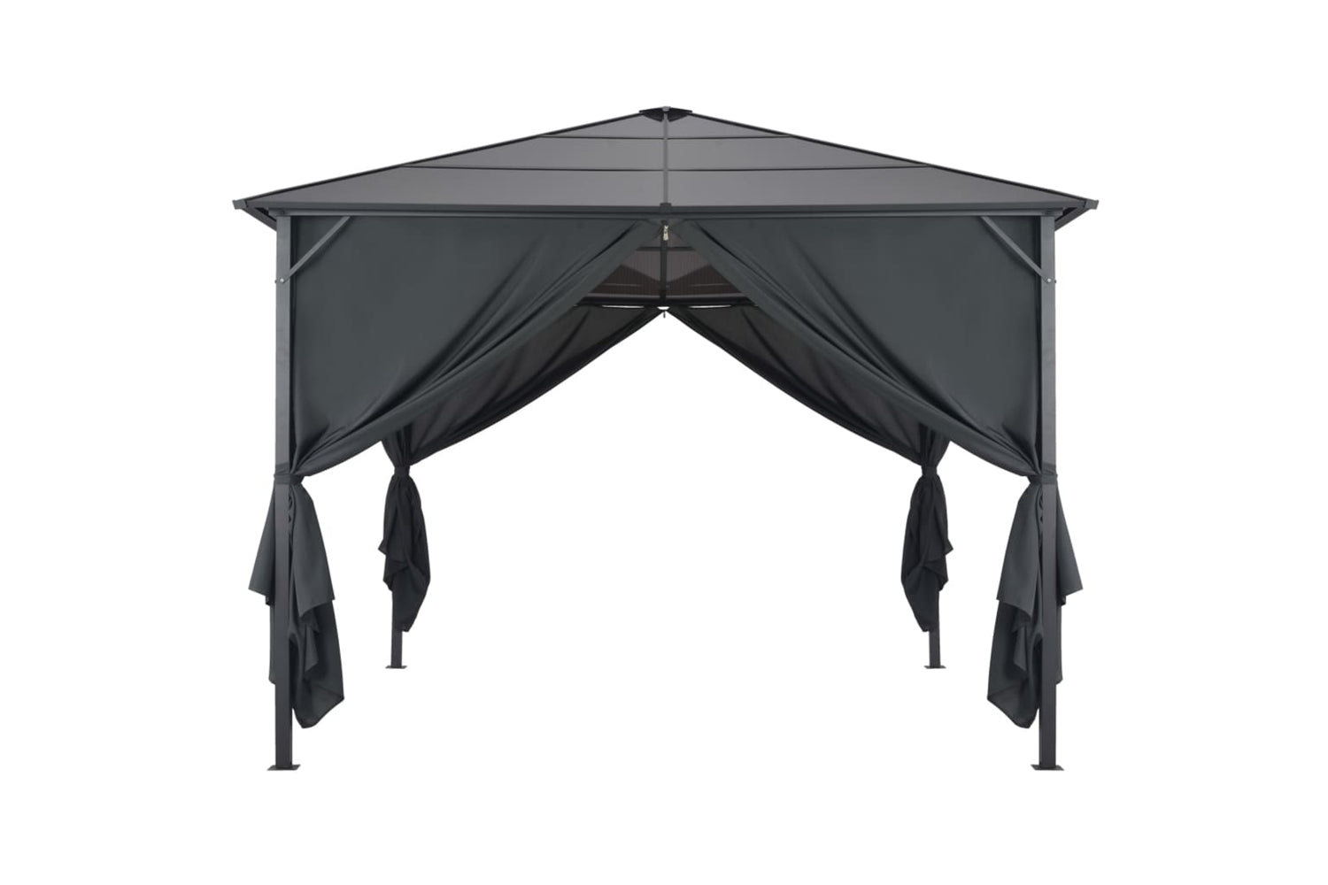 Vidaxl 44640 Gazebo With Curtain Aluminium 3x3 M Black-2