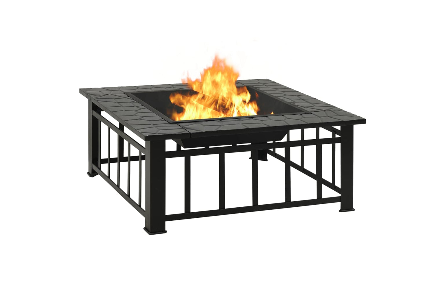 vidaXL 311888 Garden Fire Pit With Poker 81x81x47cm Xxl Steel-4