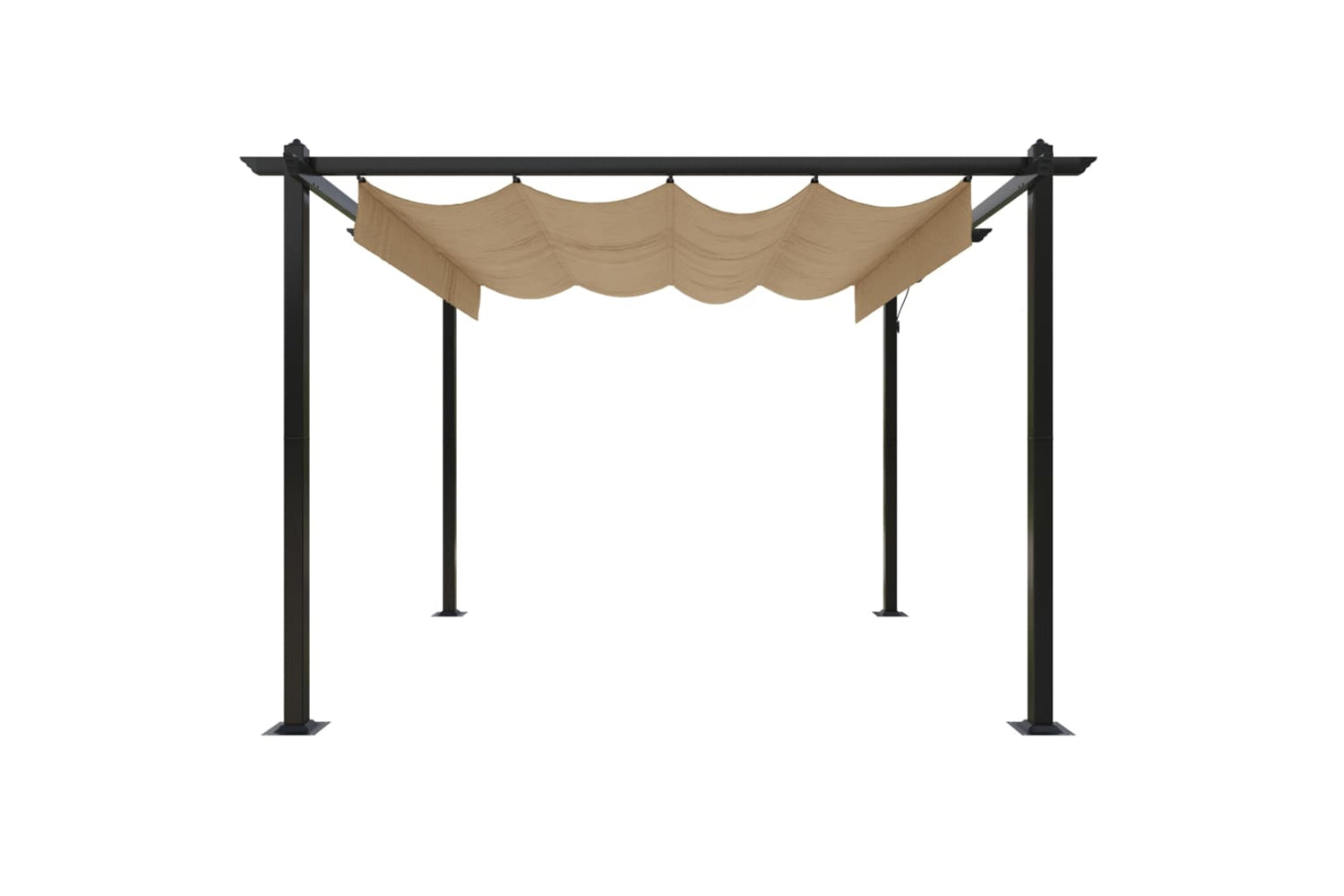 Vidaxl 318536 Garden Gazebo With Retractable Roof 3x3 M Taupe-4