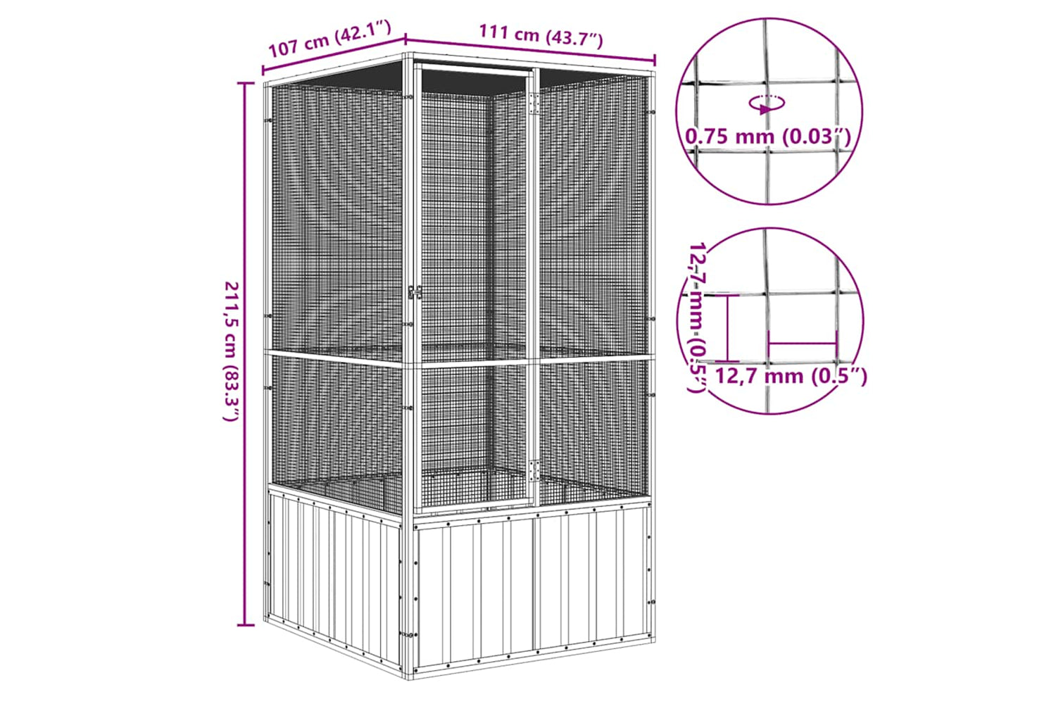 Vidaxl Bird Cage Anthracite 111x107x211.5 Cm Galvanised Steel-6