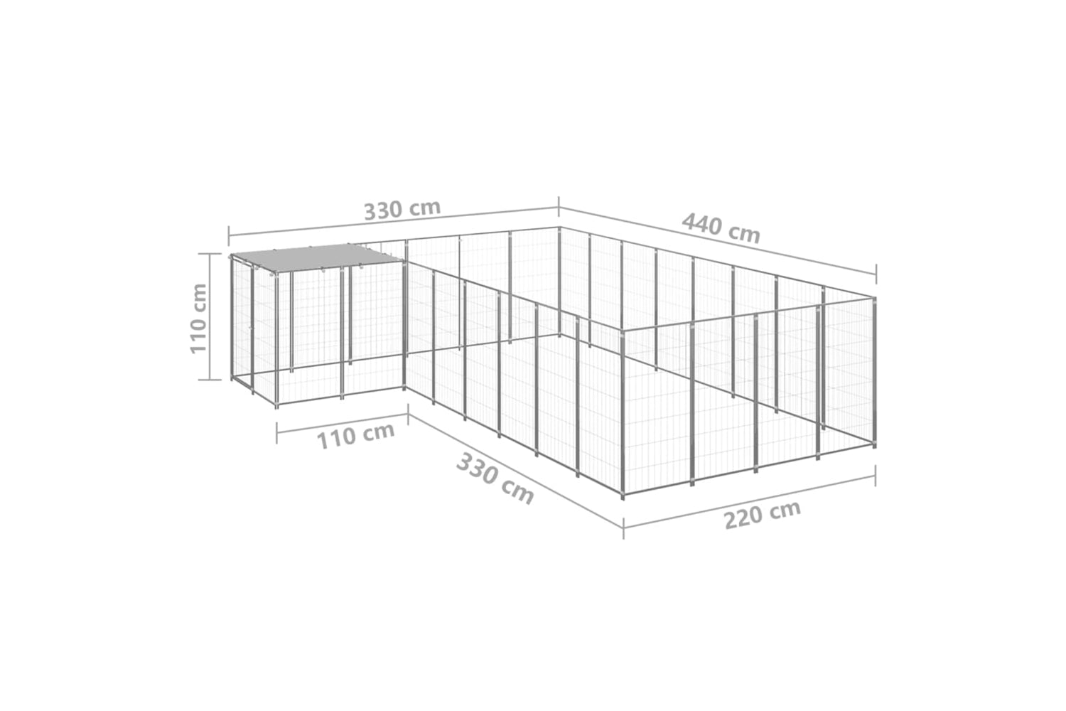 Vidaxl 3082232 Dog Kennel Silver 10.89 M2 Steel-6