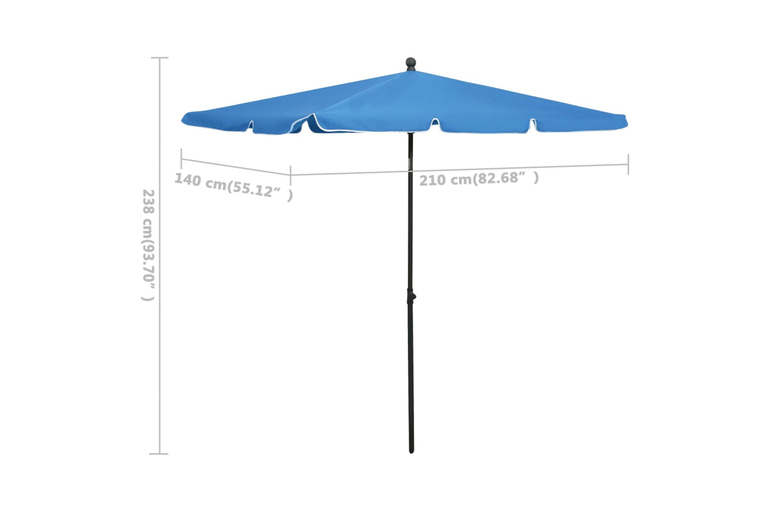 vidaXL 315550 Garden Parasol With Pole 210x140cm Azure Blue-6