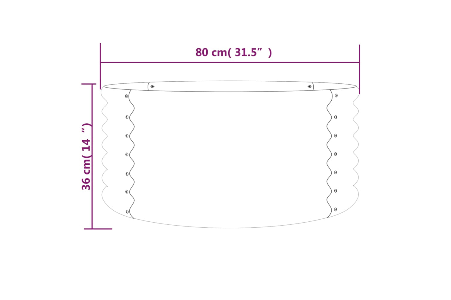 vidaXL 318853 Garden Planter Powder-coated Steel 80x80x36cm Green-3