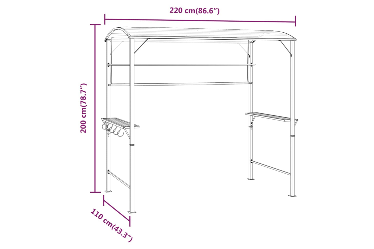 vidaXL 318533 Gazebo With Roof 220x110x200cm Anthracite-6