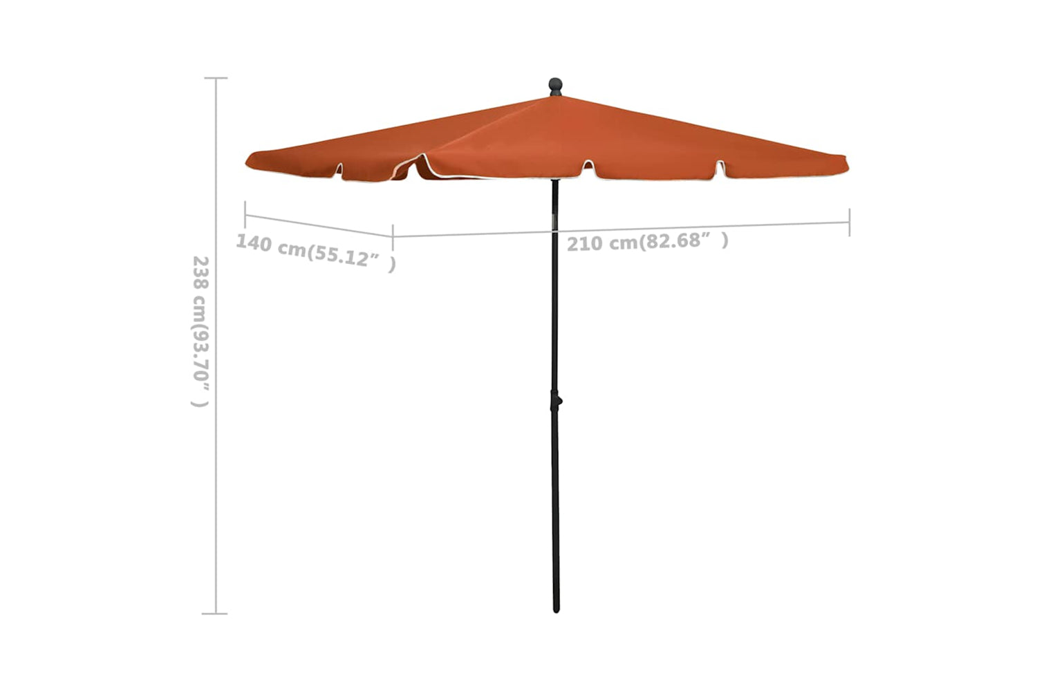 vidaXL 315548 Garden Parasol With Pole 210x140cm Terracotta-6