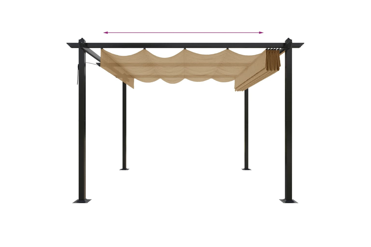 Vidaxl 318536 Garden Gazebo With Retractable Roof 3x3 M Taupe-5