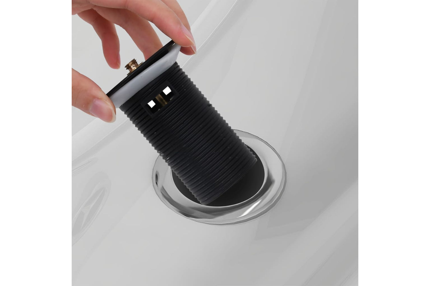 vidaXL 149056 Push Drain With Overflow Function Black 6.4x6.4x9.1cm-6