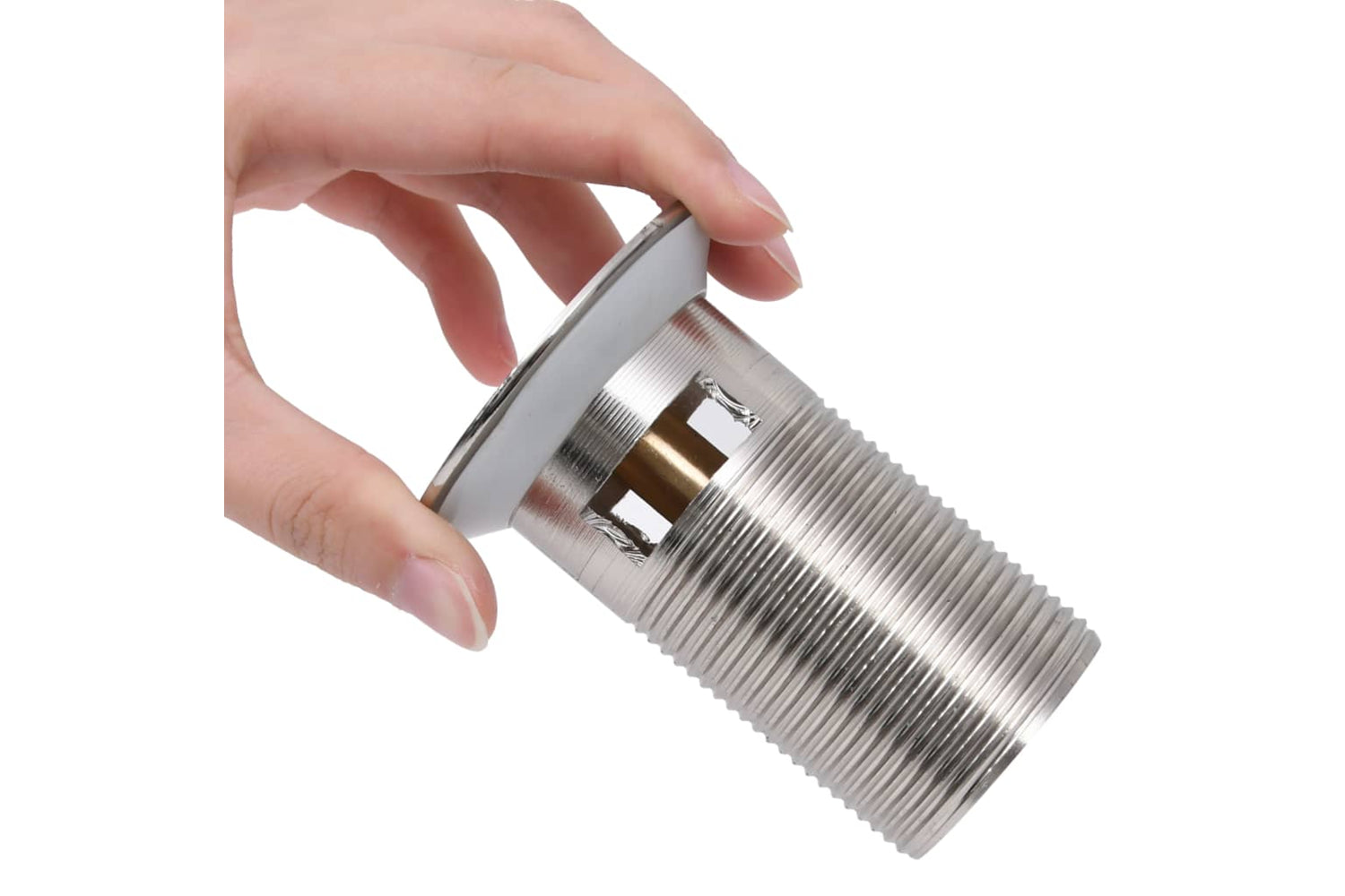 vidaXL 149059 Push Drain With Overflow Function Silver 6.4x6.4x9.1cm-5