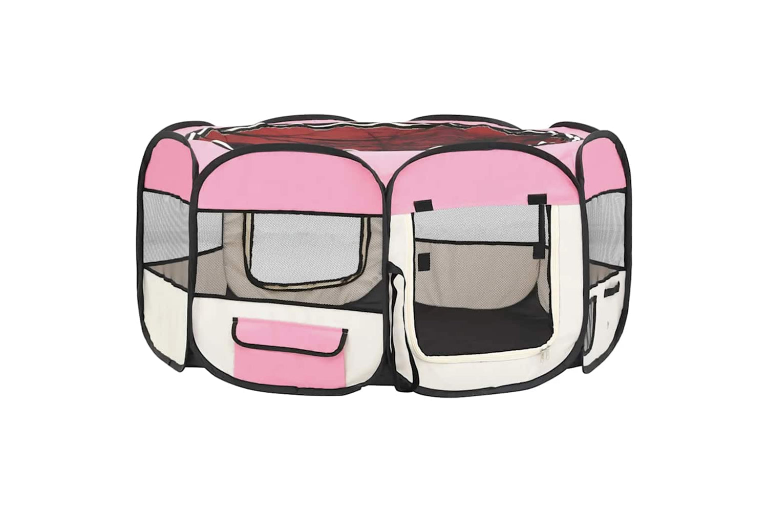 Vidaxl Foldable Dog Playpen With Carrying Bag Pink 145x145x61 Cm-5