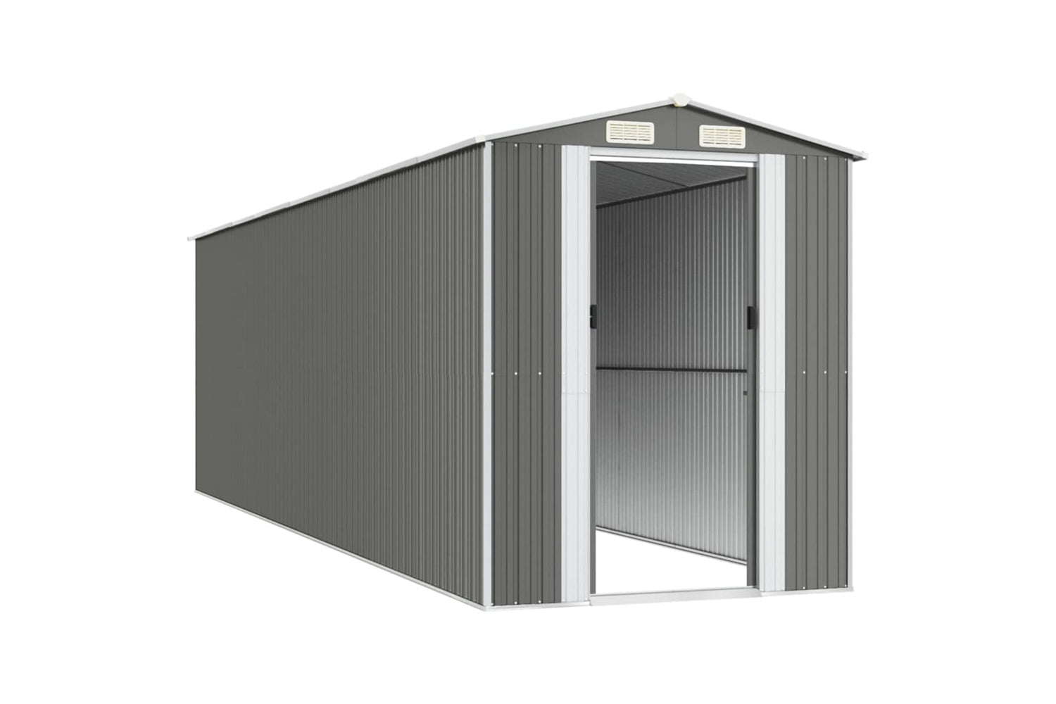 vidaXL 3147444 Garden Shed Light Grey 192x689x223cm Galvanised Steel-3