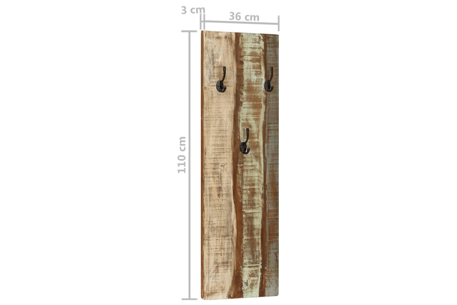 vidaXL 337067 Wall-mounted Coat Racks 2 Pcs 36x3x110cm Solid Reclaimed Wood-8