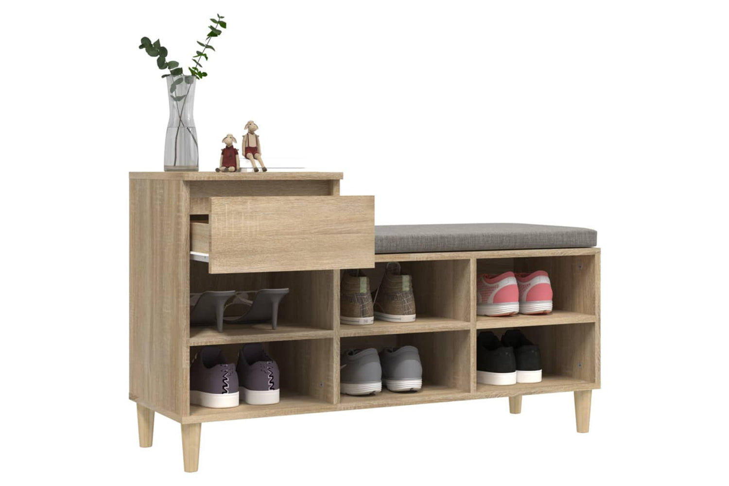 vidaXL 821207 Shoe Cabinet Sonoma Oak 102x36x60cm Engineered Wood-4