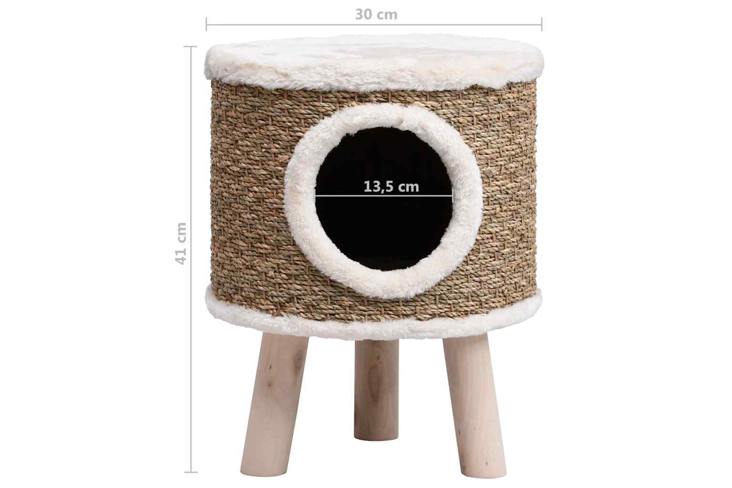 vidaXL 170970 Cat House With Wooden Legs 41cm Seagrass-8