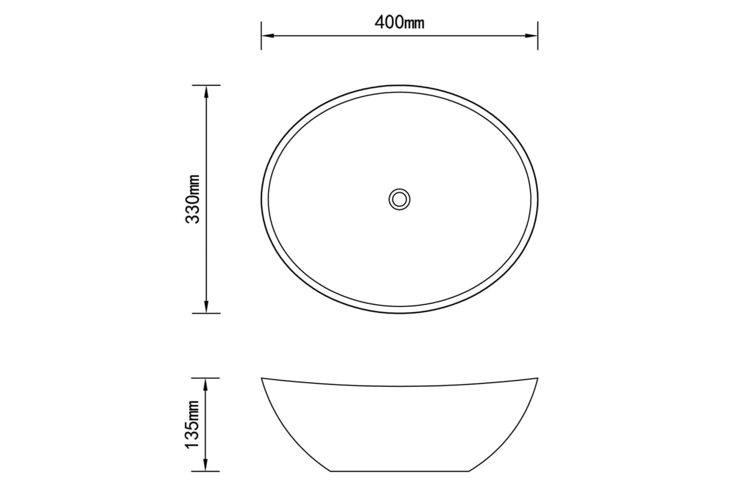 vidaXL 146921 Luxury Basin Oval-shaped Matt White 40x33cm Ceramic-5