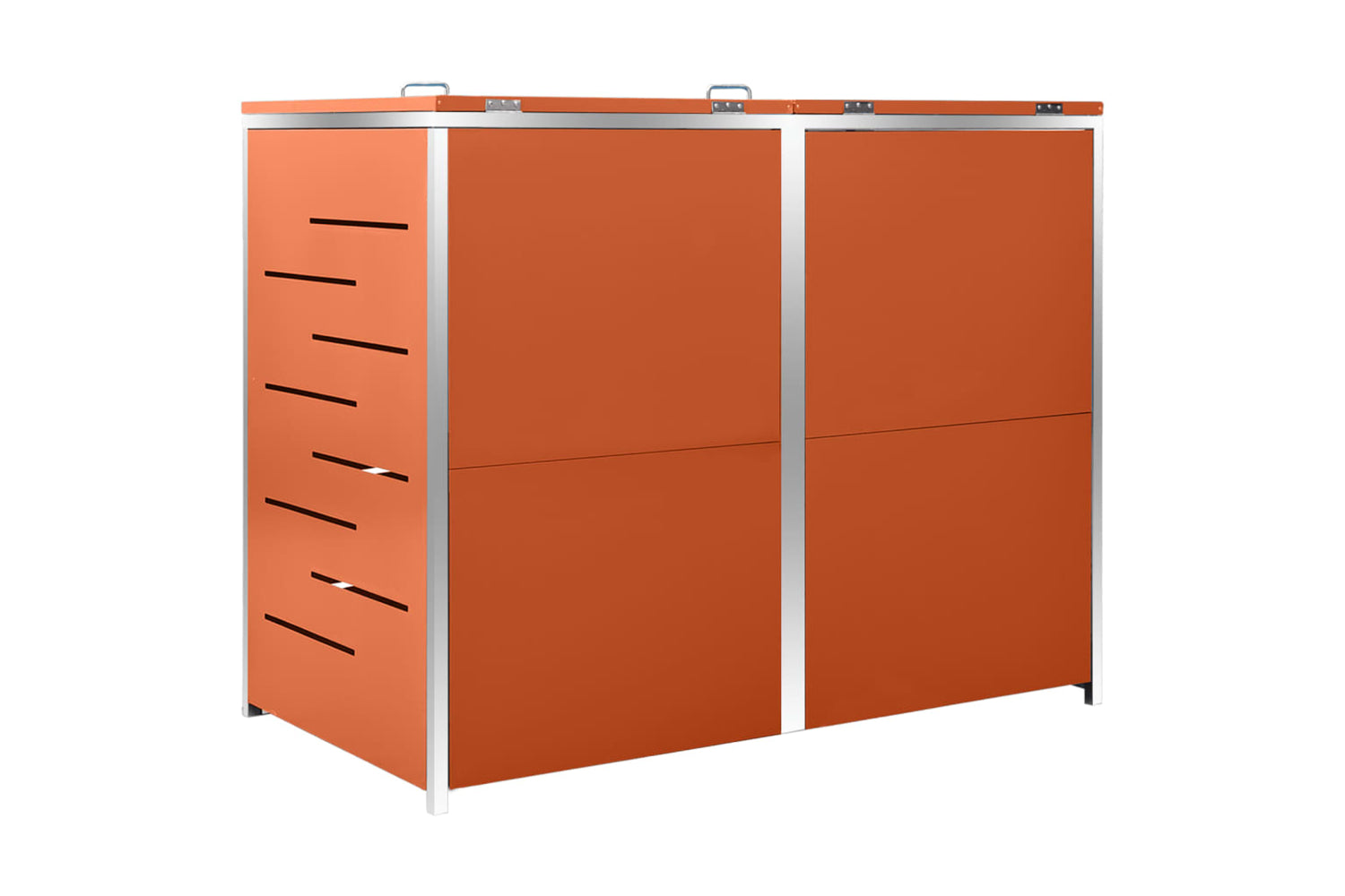 vidaXL Double Wheelie Bin Shed 138x77.5x112.5cm Stainless Steel-3