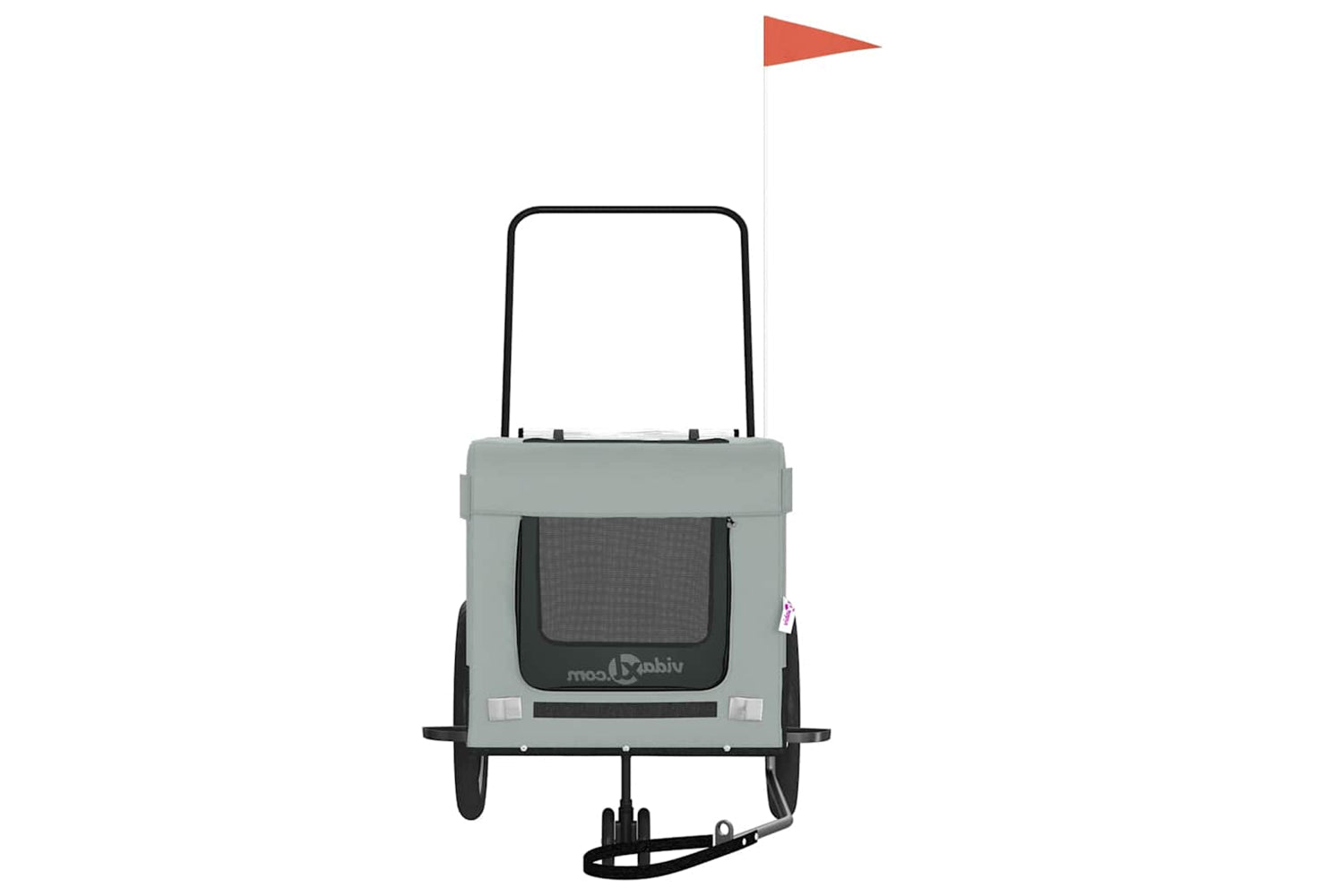 Vidaxl 93937 Pet Bike Trailer Grey And Black Oxford Fabric And Iron-4
