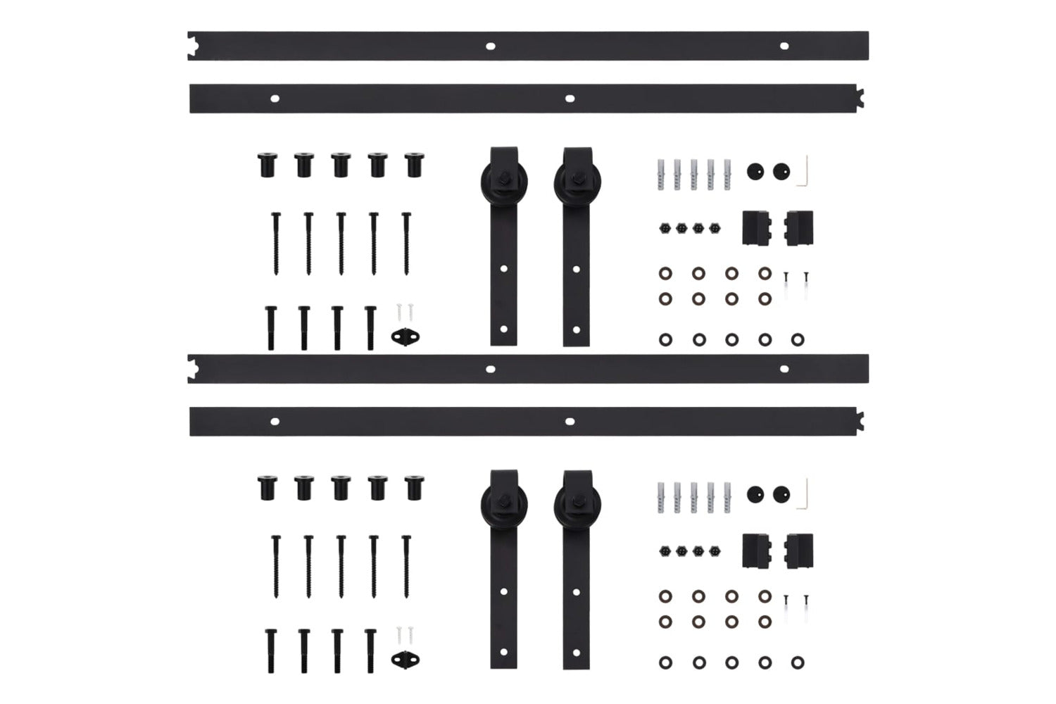 vidaXL Sliding Door Hardware Kits 2 Pcs 200cm Steel Black-4