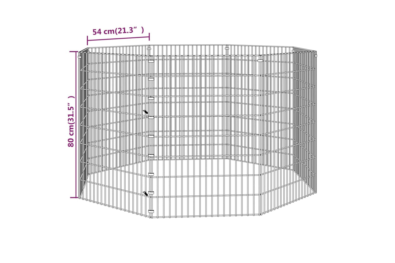 Vidaxl Free Range Animal Enclosure 8-panel 54x80 Cm Galvanised Iron-7