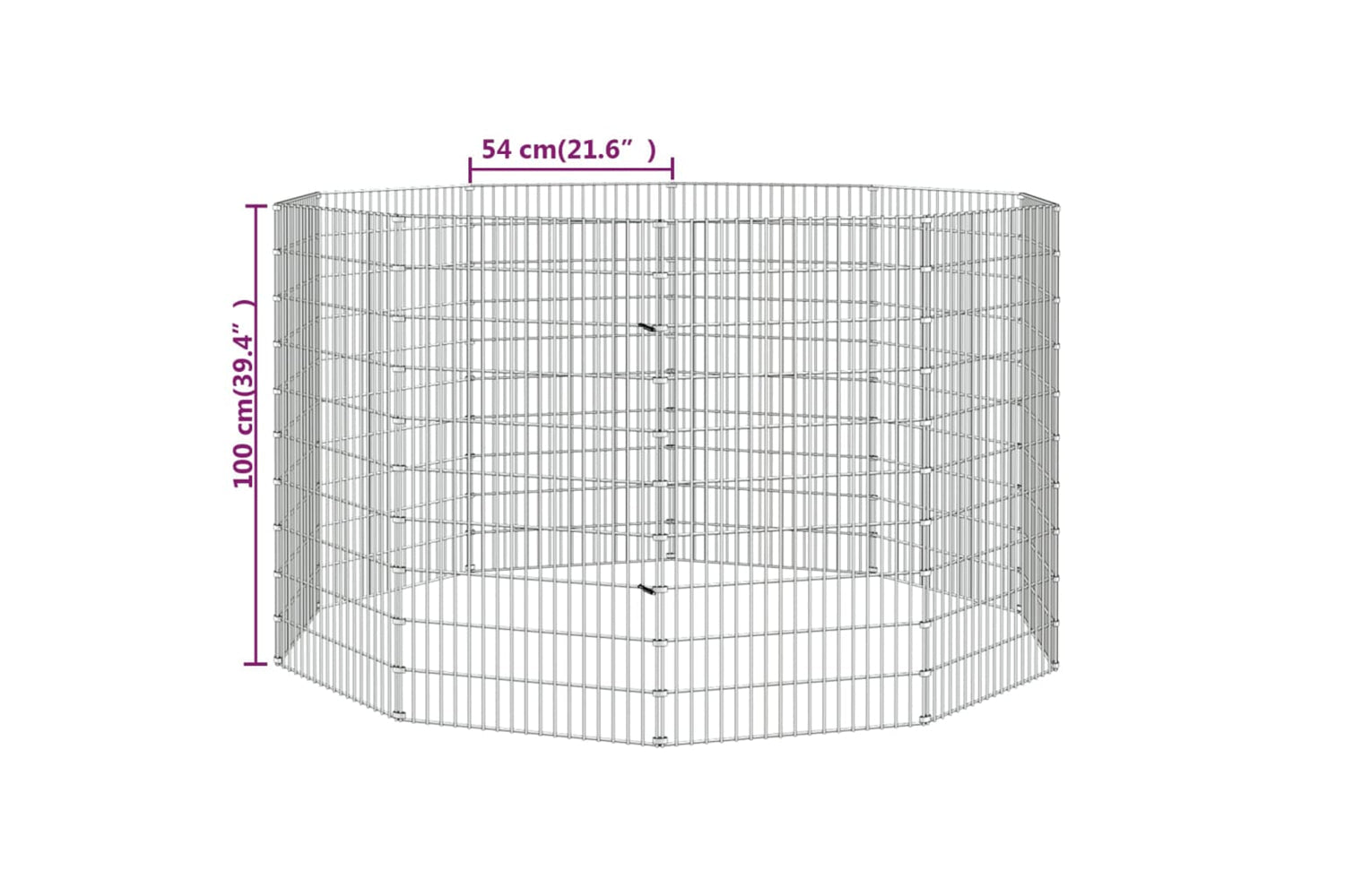 Vidaxl Free Range Animal Enclosure 10-panel 54x100 Cm Galvanised Iron-7