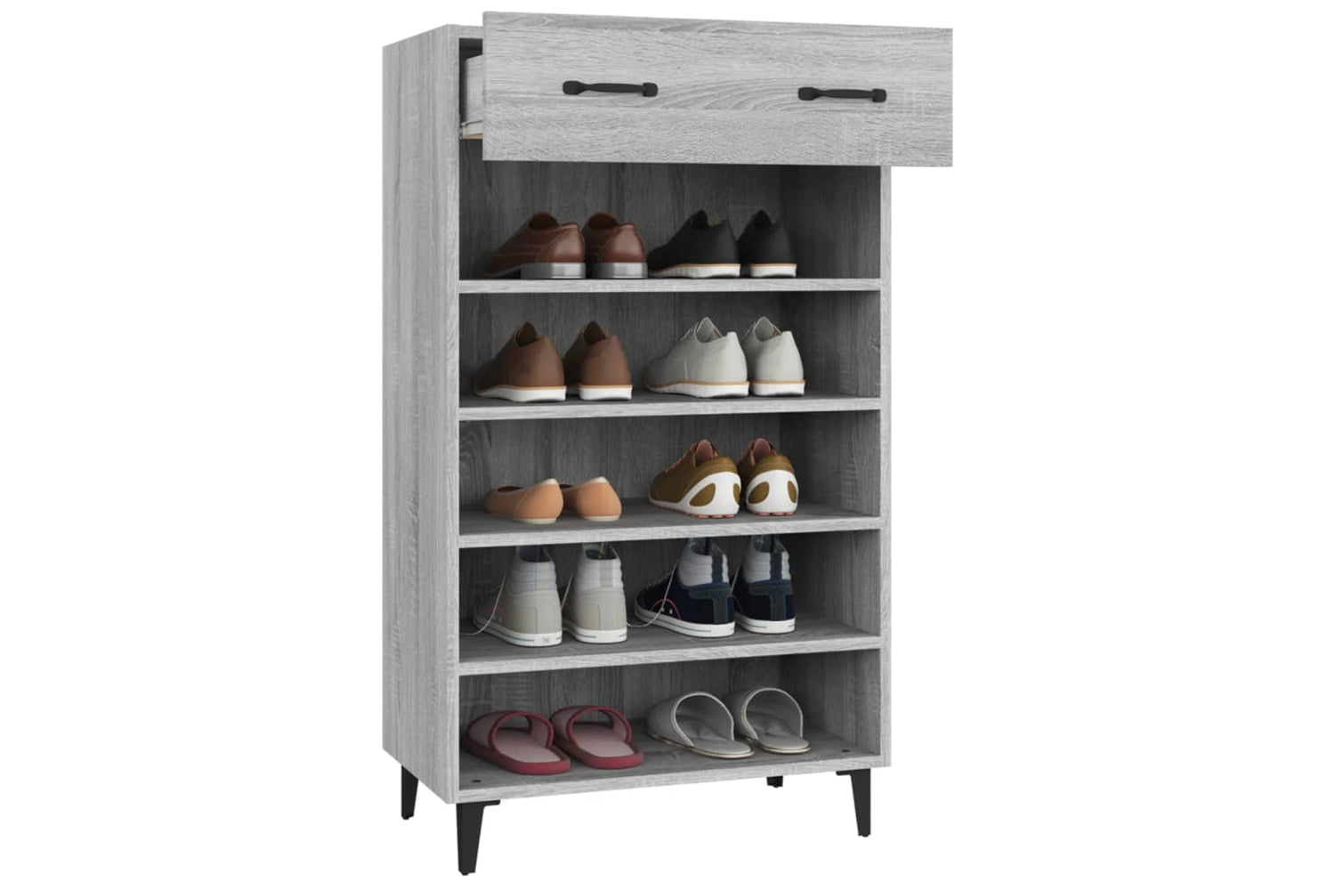 vidaXL 817559 Shoe Cabinet Grey Sonoma 60x35x105cm Engineered Wood-3
