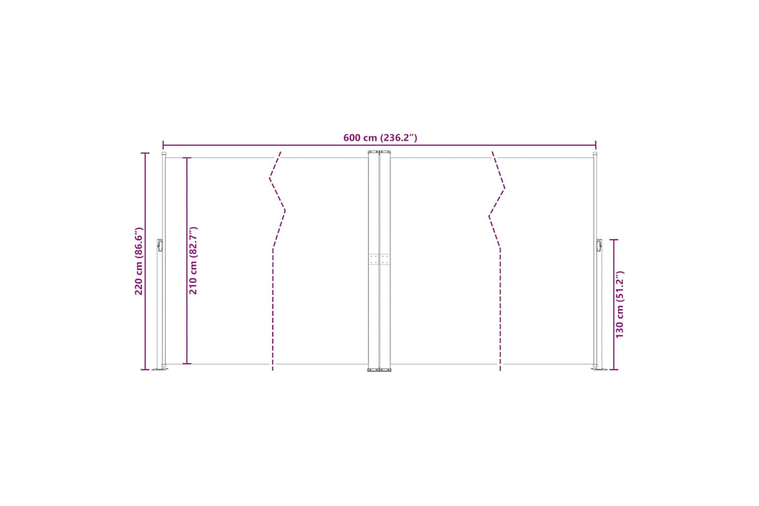 vidaXL 318007 Retractable Side Awning Cream 200x600cm-8