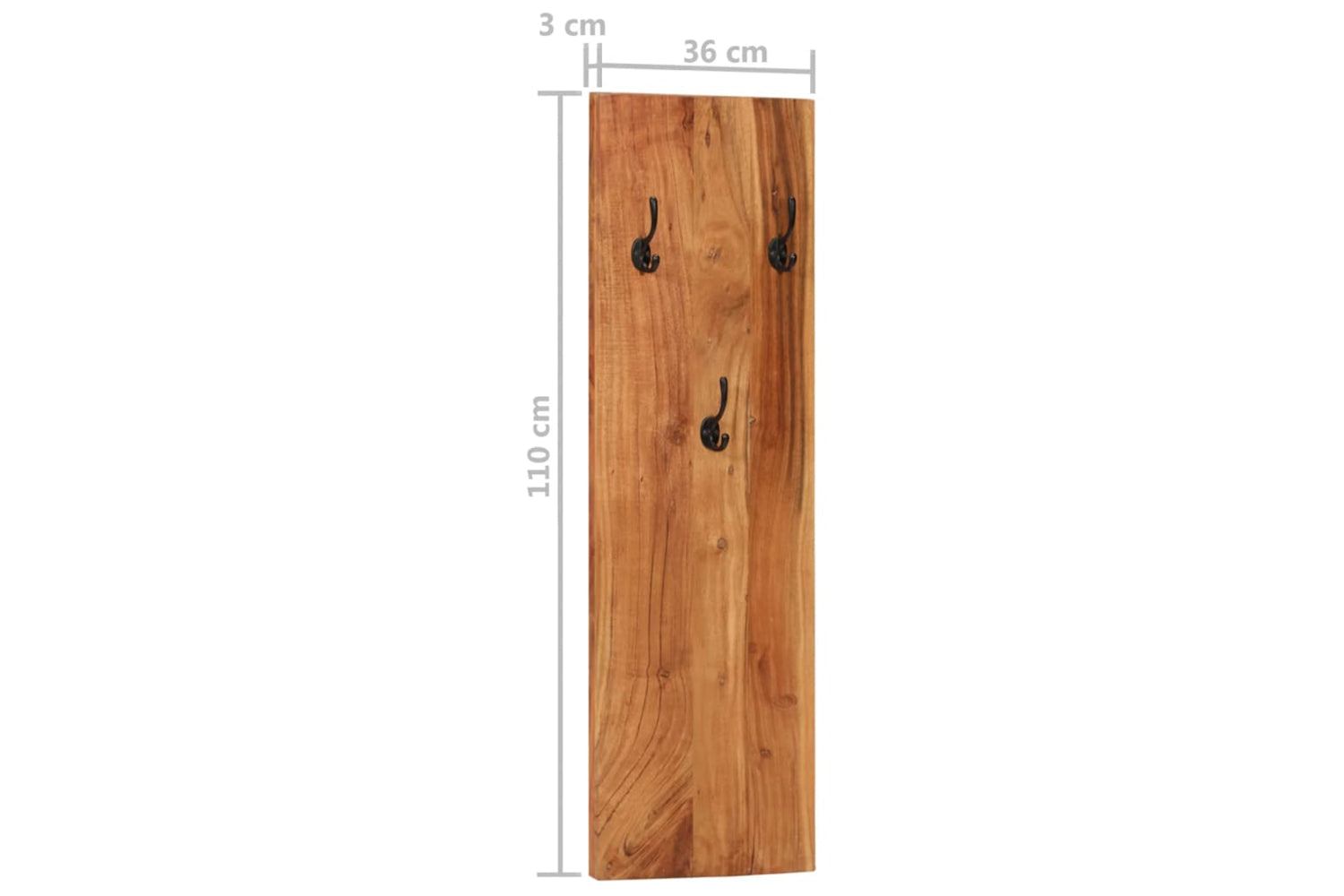 vidaXL 337068 Wall-mounted Coat Racks 2 Pcs 36x3x110cm Solid Acacia Wood-8