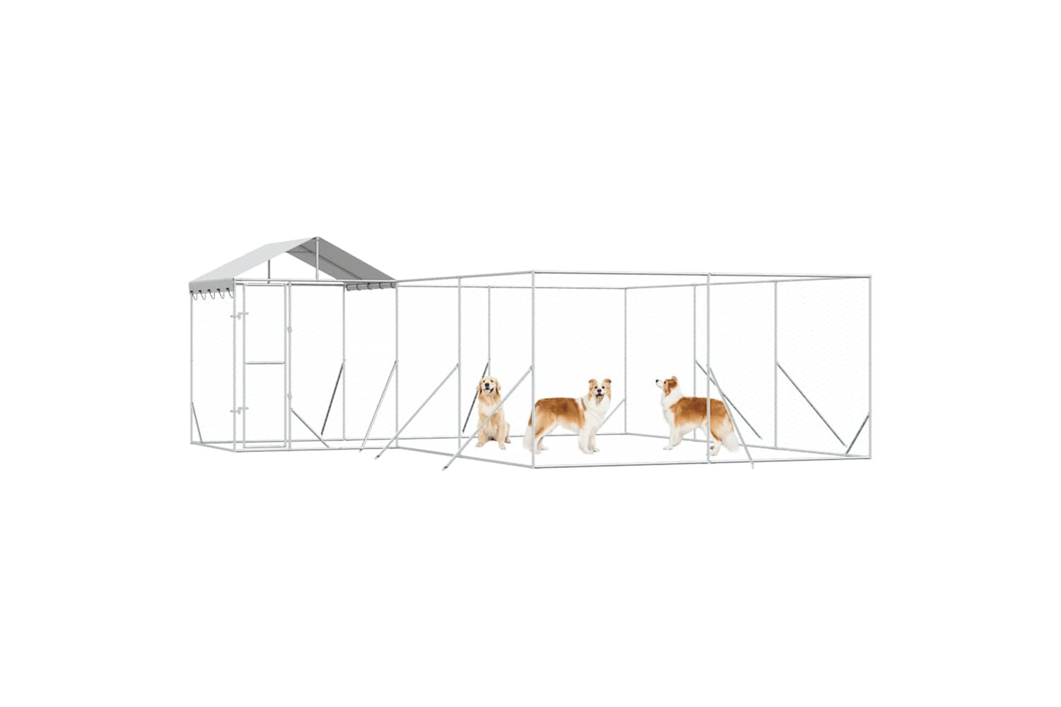 Vidaxl 3190471 Outdoor Dog Kennel With Roof Silver 6x6x2.5 M Galvanised Steel-3