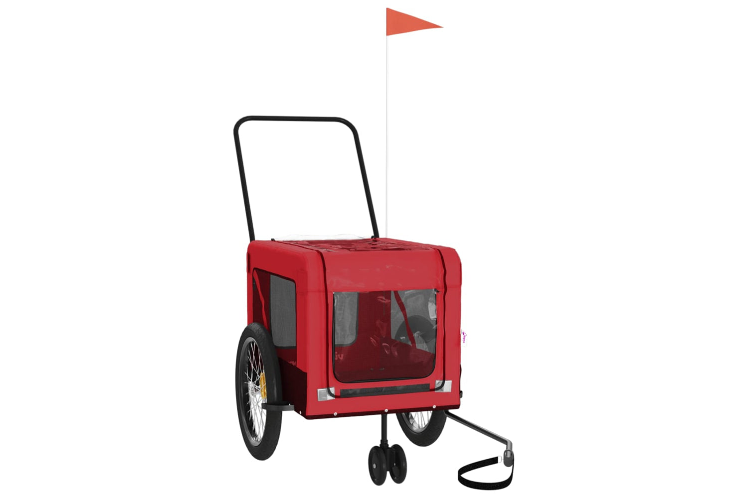 Vidaxl 93943 Pet Bike Trailer Red And Black Oxford Fabric And Iron-3