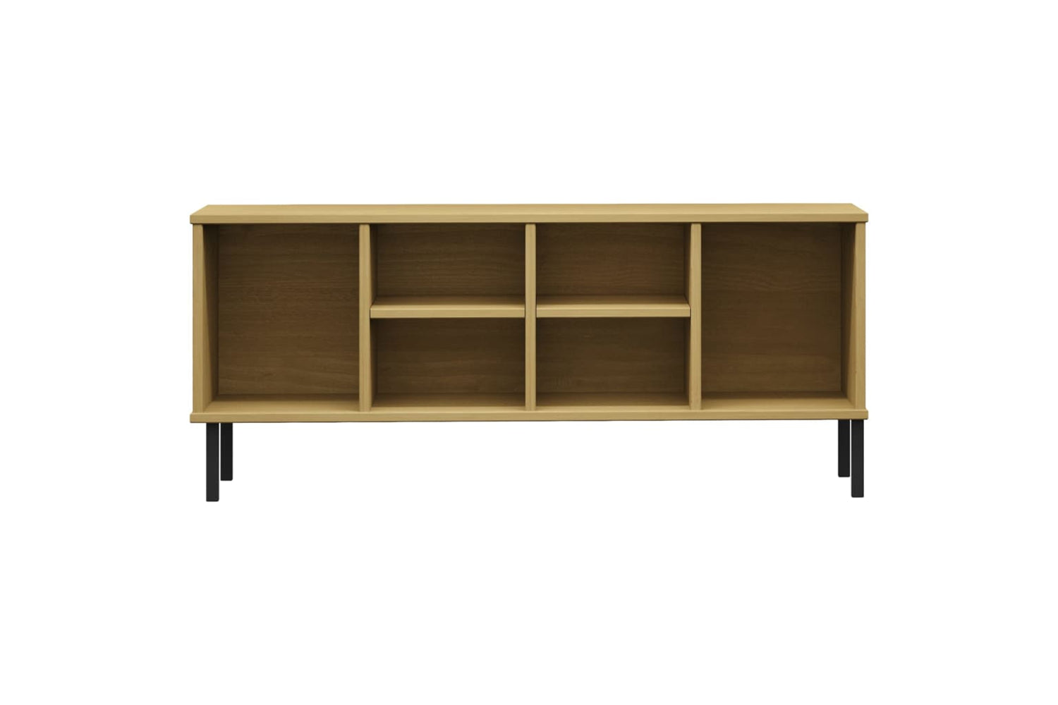 vidaXL 350994 Shoe Rack With Metal Legs Brown 106x35x45cm Solid Wood Oslo-3