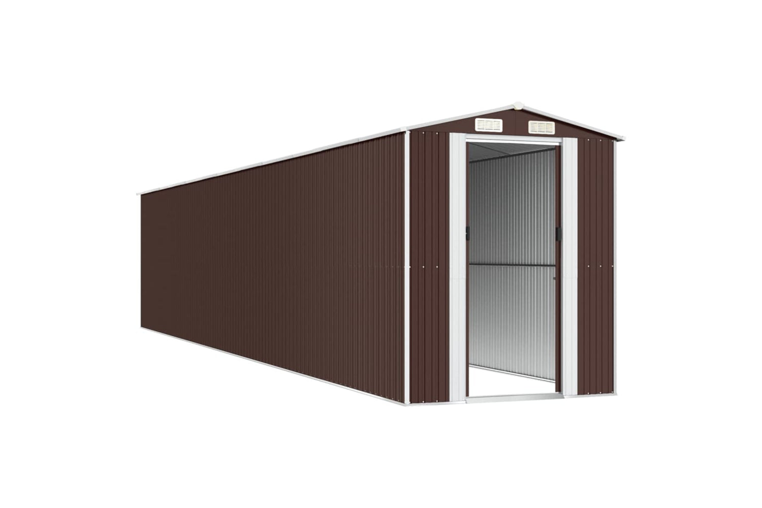 vidaXL 3147470 Garden Shed Dark Brown 192x1021x223cm Galvanised Steel-3
