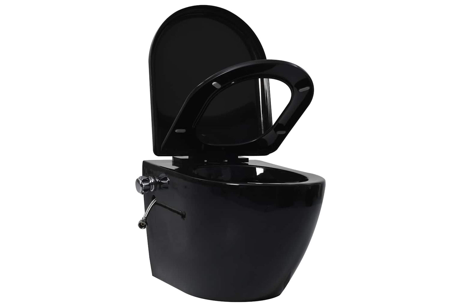 Vidaxl Wall Hung Rimless Toilet With Concealed Cistern Ceramic Black-3