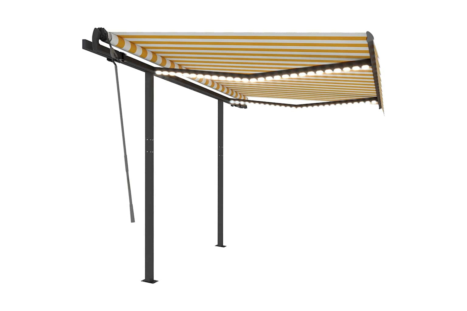 Vidaxl Manual Retractable Awning With Led 3x2.5 M Yellow And White-5