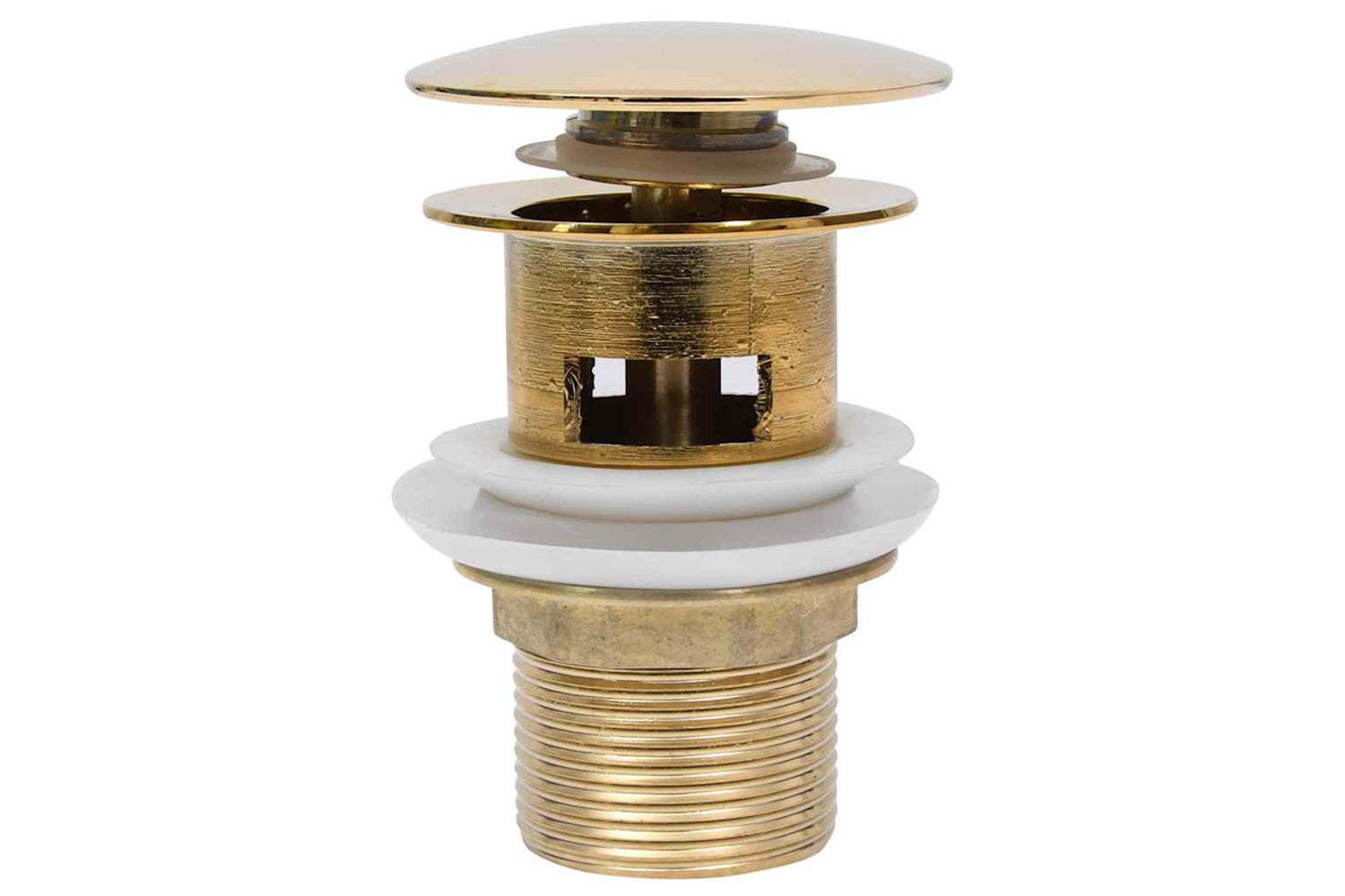 vidaXL 149057 Push Drain With Overflow Function Gold 6.4x6.4x9.1cm-3