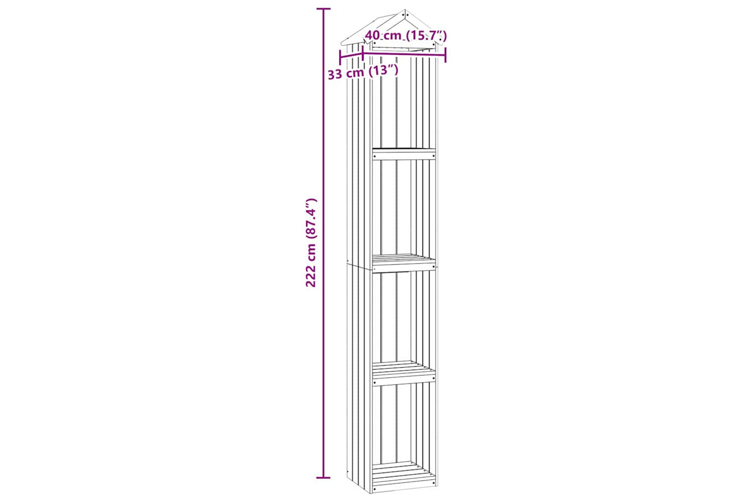 vidaXL 318189 Garden Tool Shed 40x33x222cm Impregnated Pinewood-7