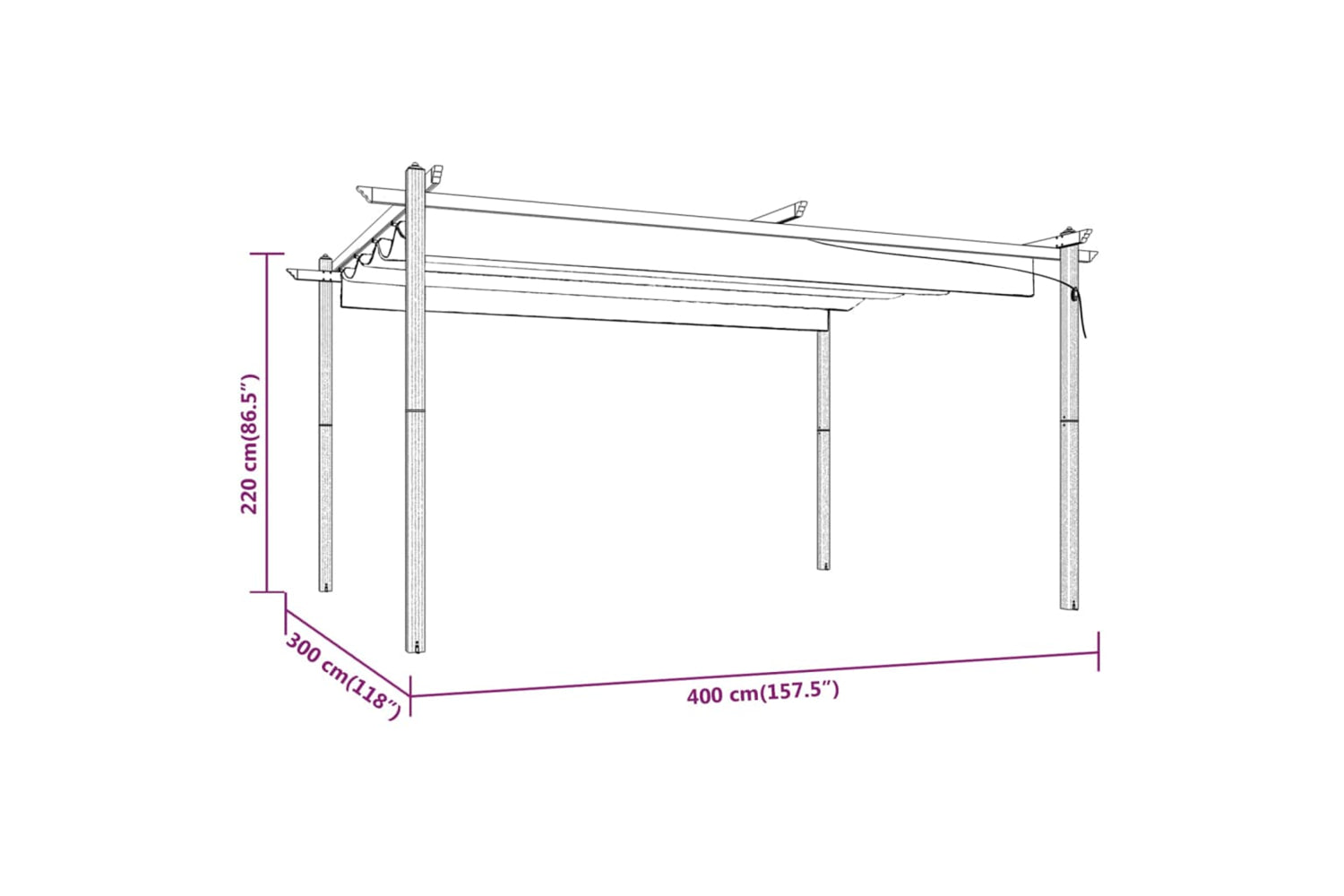 Vidaxl 318537 Garden Gazebo With Retractable Roof 4x3 M Cream-7