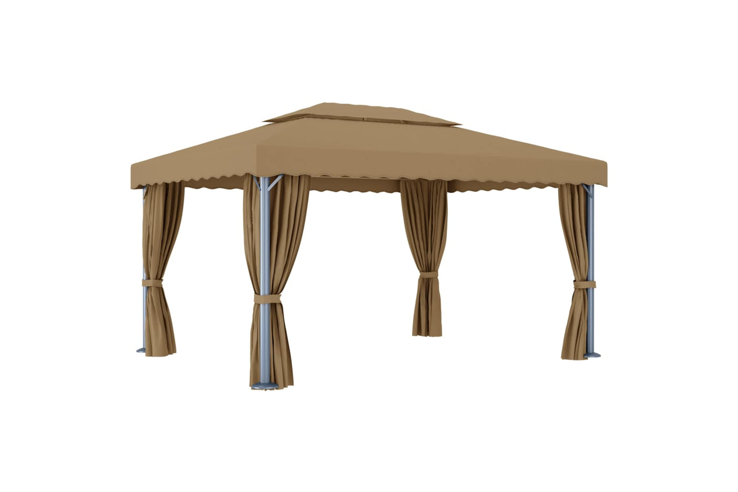Vidaxl 3067050 Gazebo With Curtain 4x3 M Taupe Aluminium-4