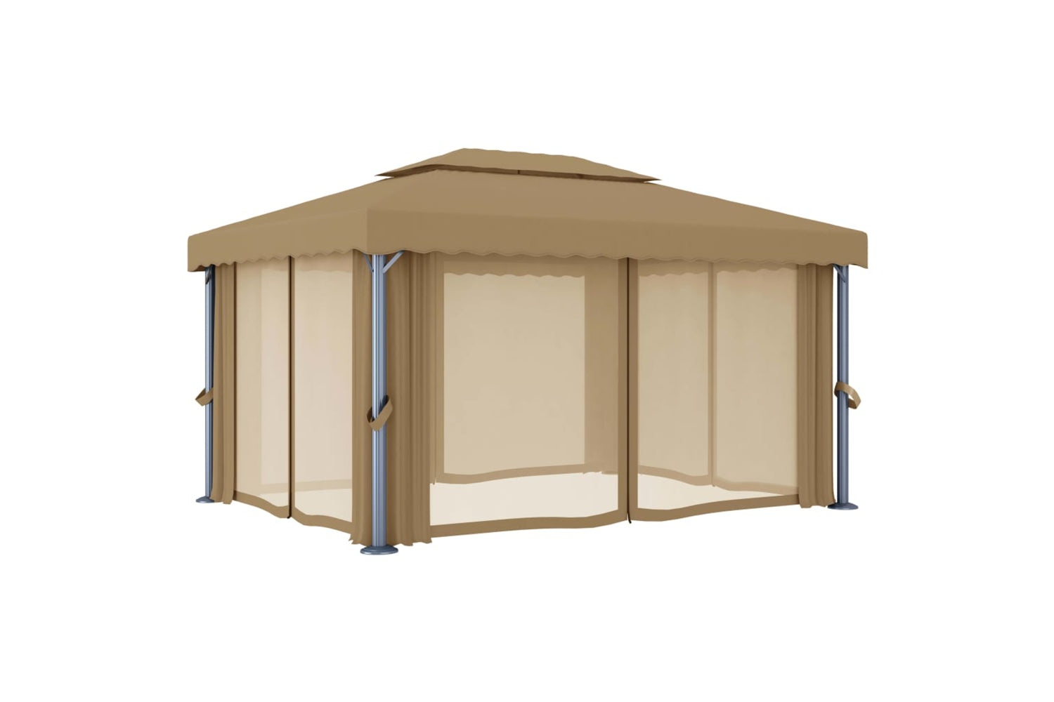 Vidaxl 3067050 Gazebo With Curtain 4x3 M Taupe Aluminium-5