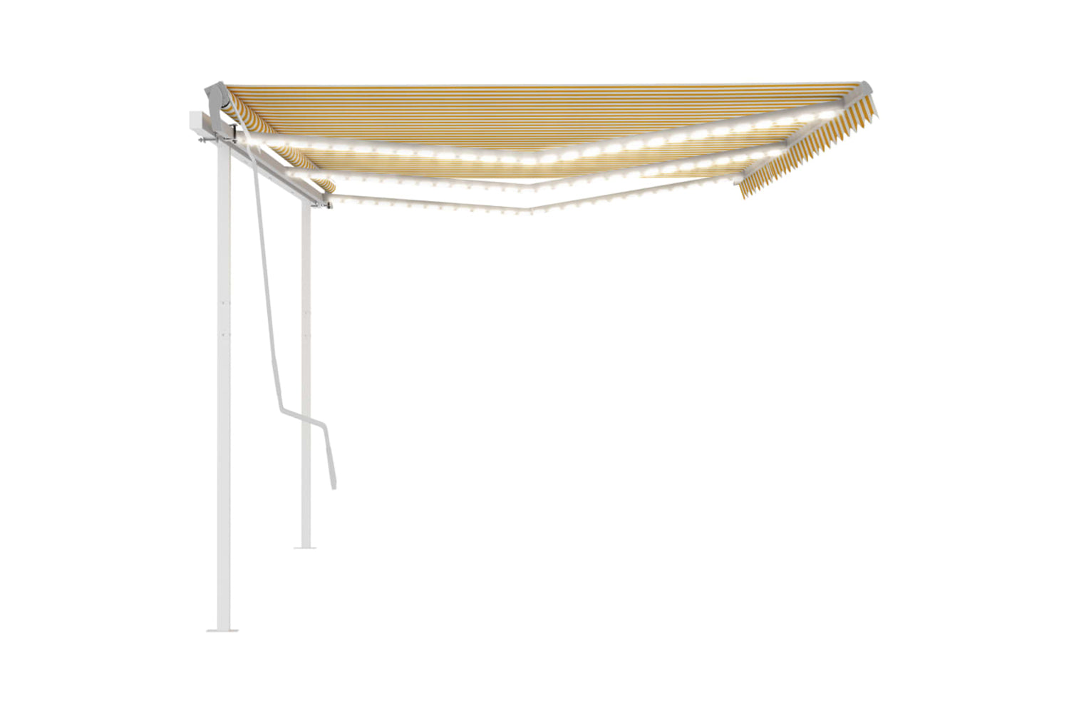 Vidaxl 3070083 Manual Retractable Awning With Led 6x3.5 M Yellow And White-4