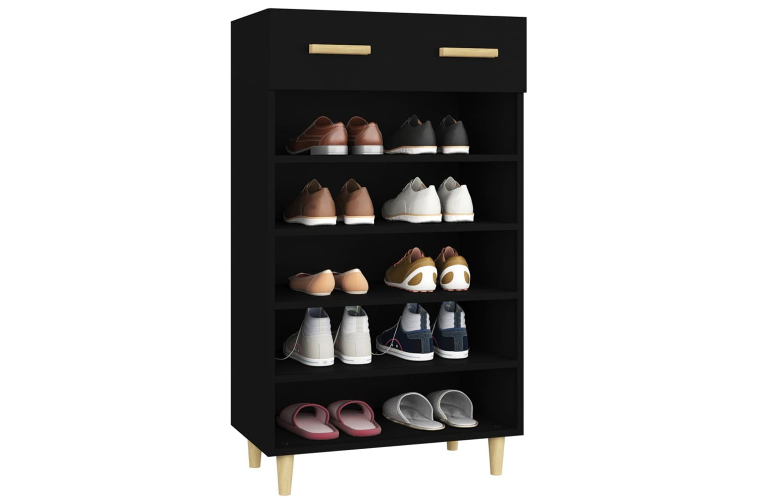 vidaXL 812781 Shoe Cabinet Black 60x35x105cm Engineered Wood-3