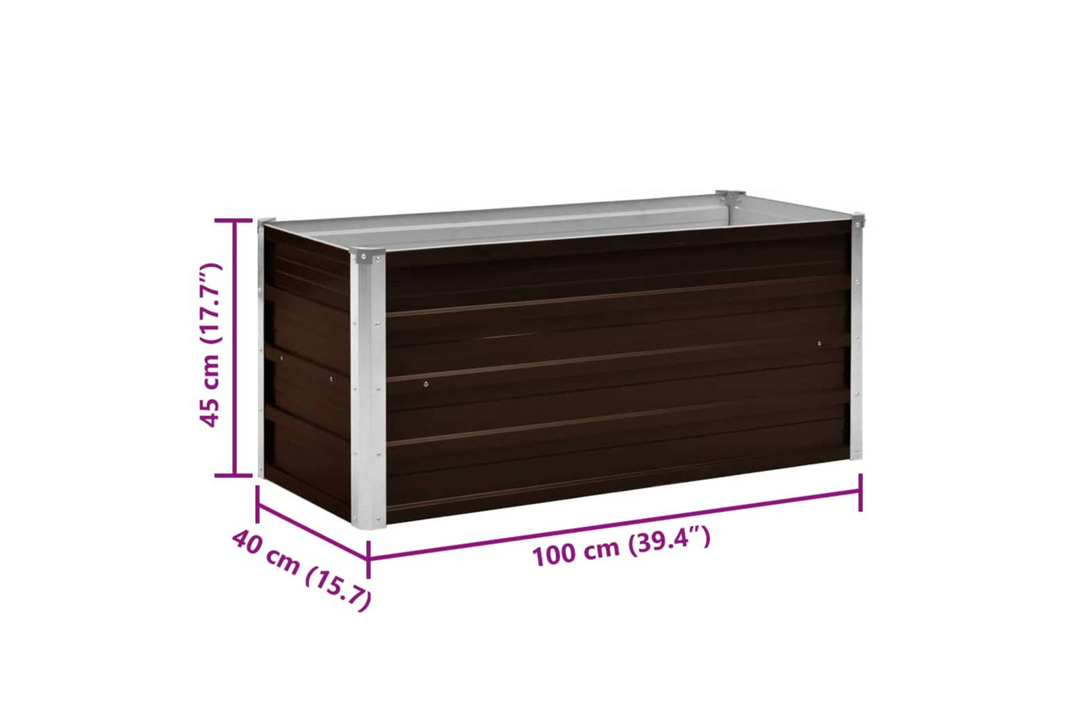 Vidaxl Garden Raised Bed Brown 100x40x45 Cm Galvanised Steel-7