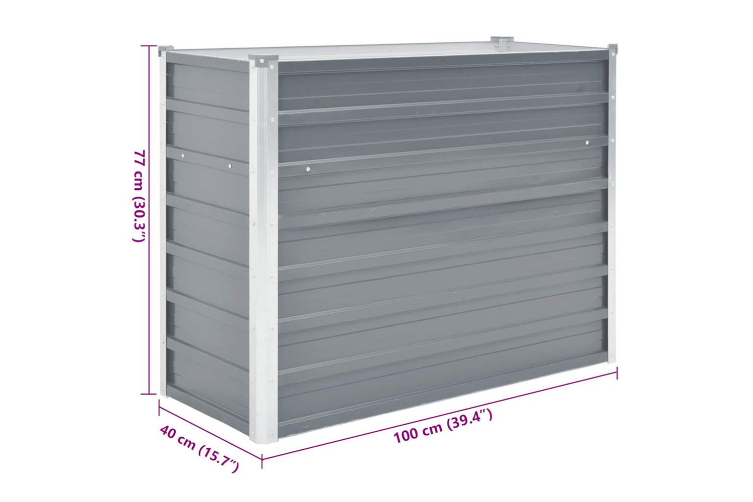 Vidaxl Garden Raised Bed Galvanised Steel 100x40x77 Cm Grey-6