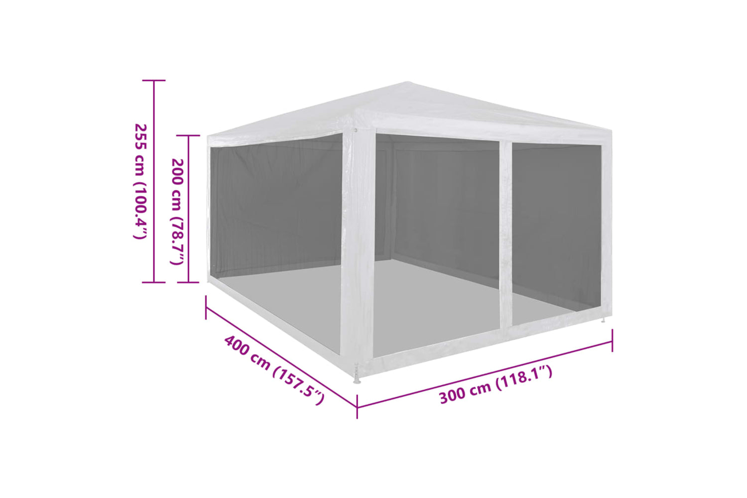Vidaxl 45109 Party Tent With 4 Mesh Sidewalls 4x3 M-6