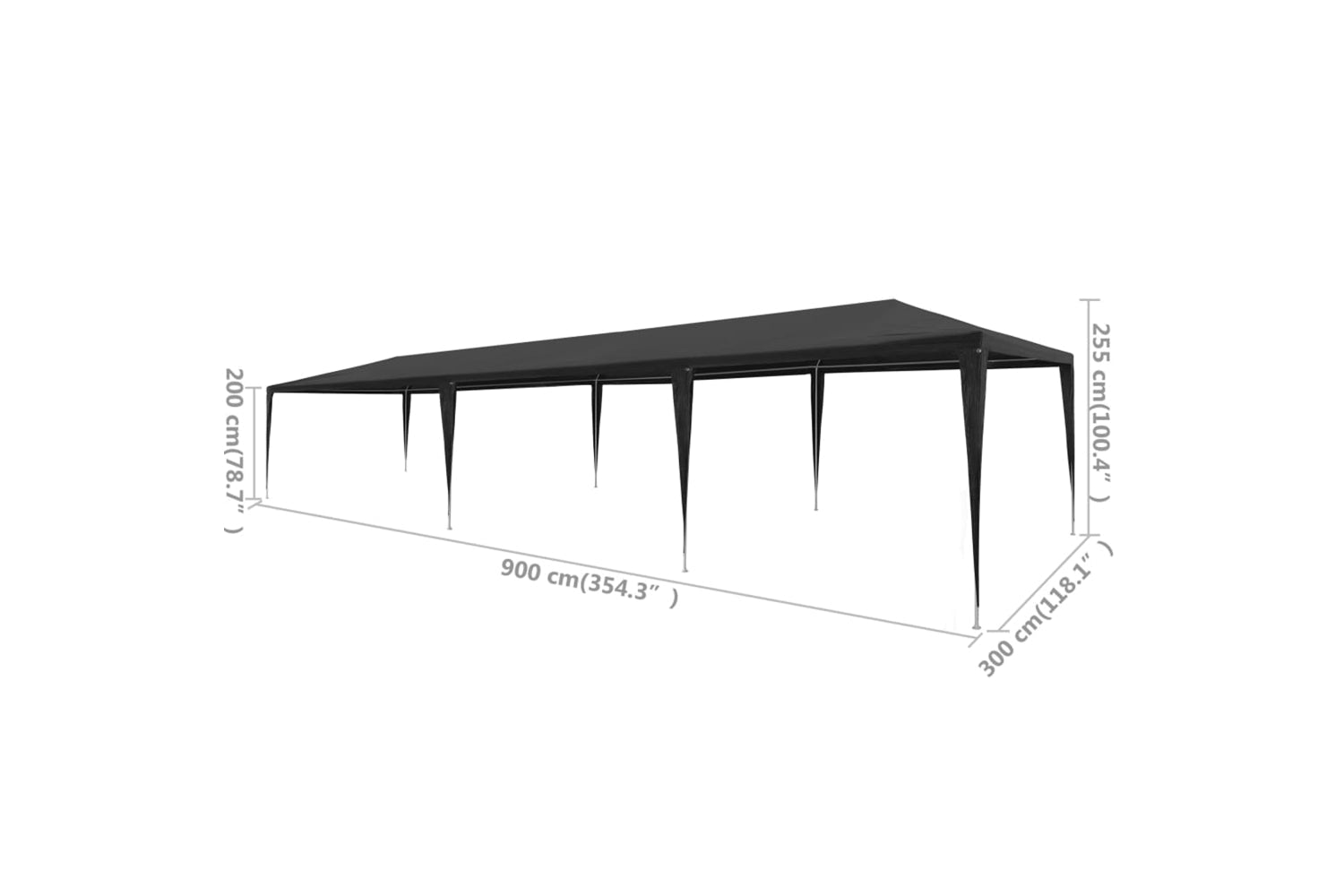 Vidaxl 45089 Party Tent 3x9 M Pe Anthracite-6