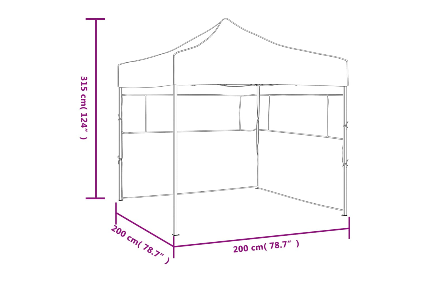 Vidaxl Professional Folding Party Tent With 2 Sidewalls 2x2 M Steel Anthracite-9