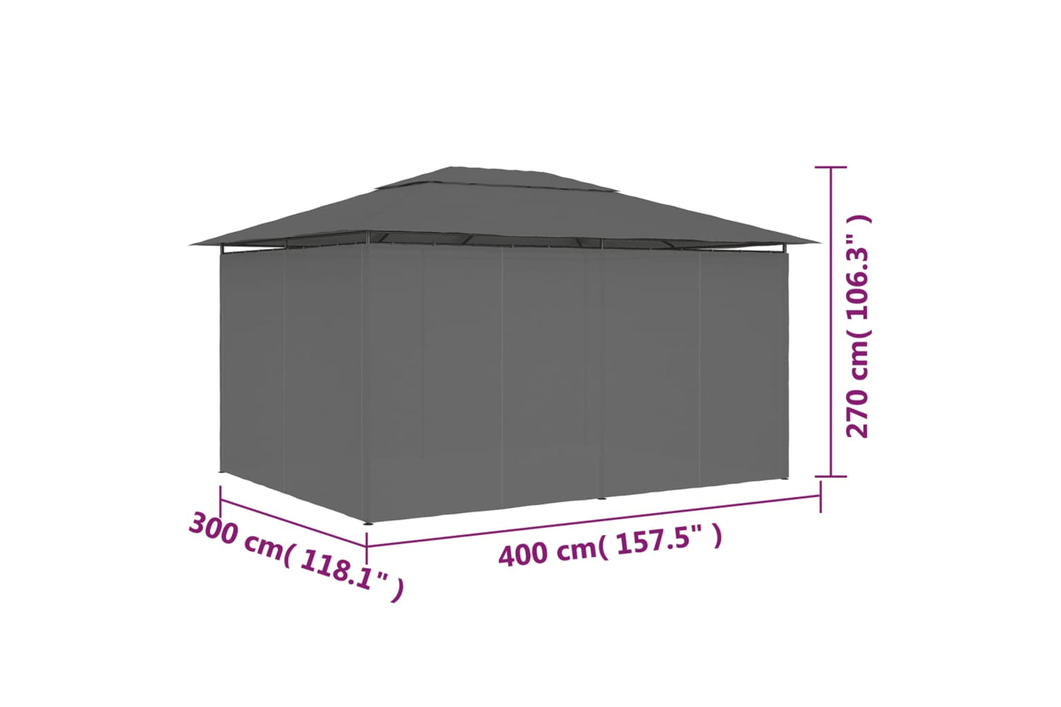 Vidaxl 47960 Garden Marquee With Curtains 4x3 M Anthracite-9