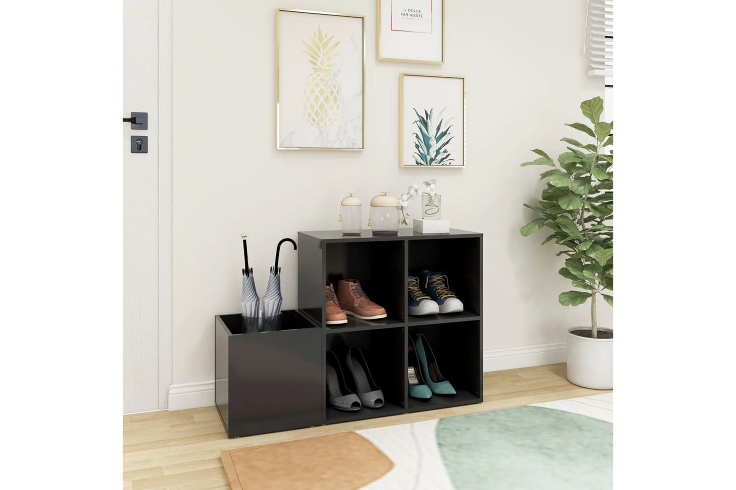 vidaXL 808253 Hall Shoe Cabinet Grey 105x35.5x70cm Engineered Wood-2
