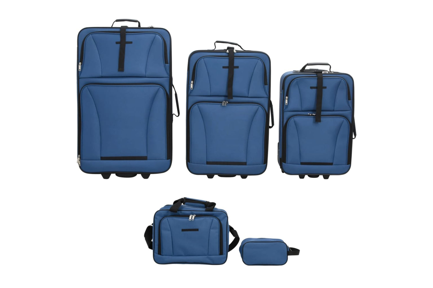 vidaXL 4002829 5 Piece Travel Luggage Set Bule Fabric-2