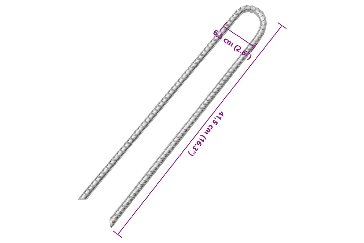 vidaXL 4009349 Tent Pegs 6 Pcs U-shaped 41.5cm x 12mm Galvanised Steel-5