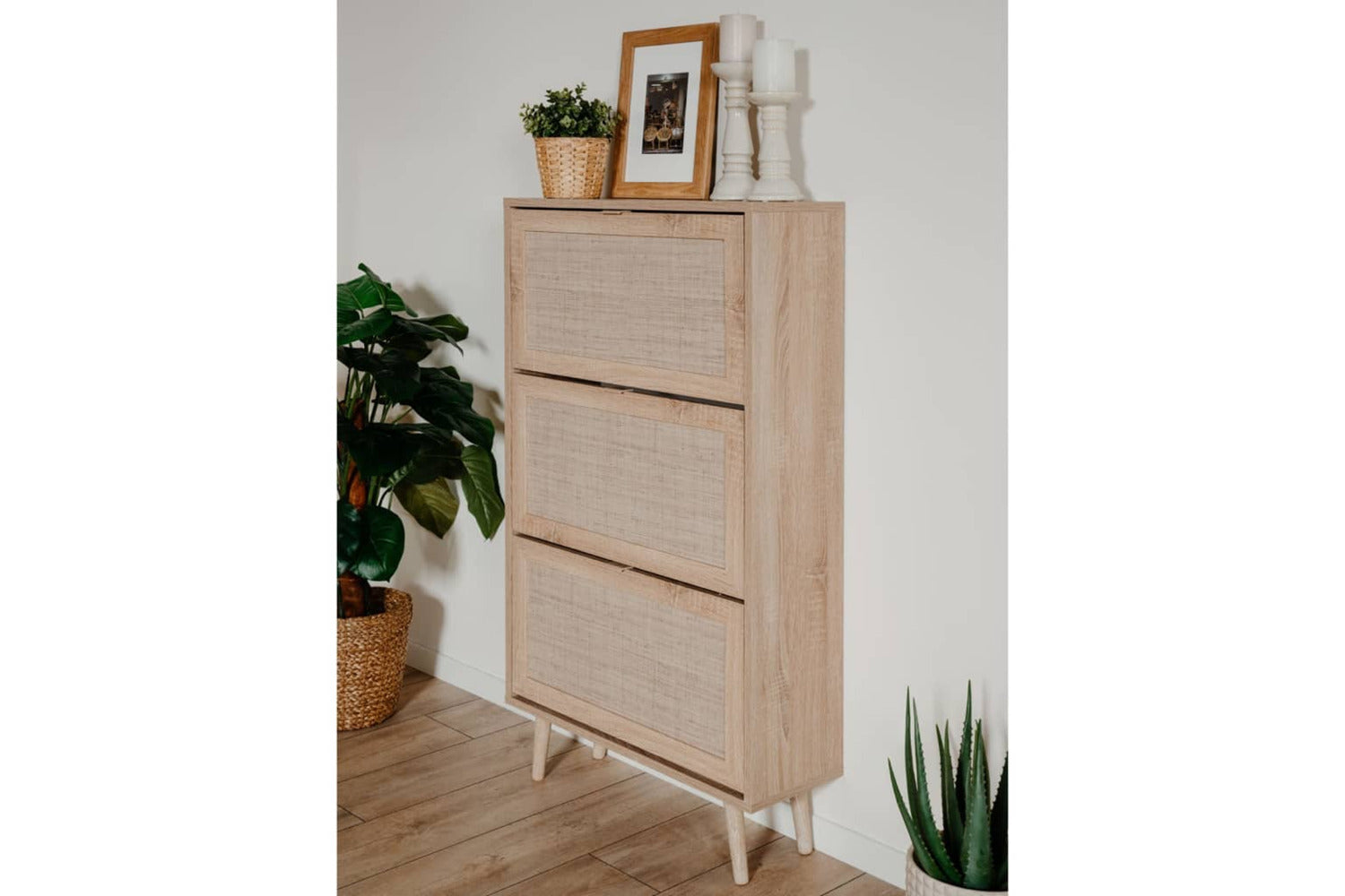 Finori Shoe Cabinet Bali 49a Sonoma Oak And Cane Print-4